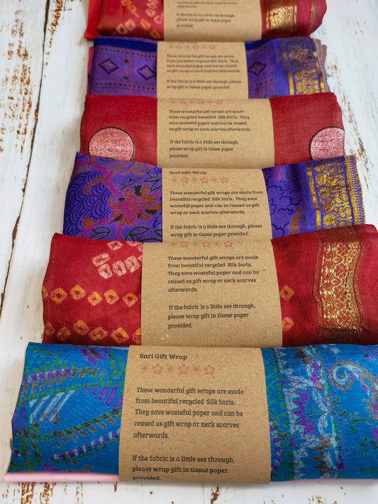 Beautiful Recycled Sari Gift Wrap