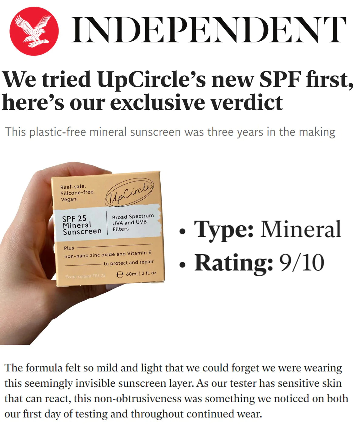 SPF 25 Mineral Sunscreen 60ml - UpCircle